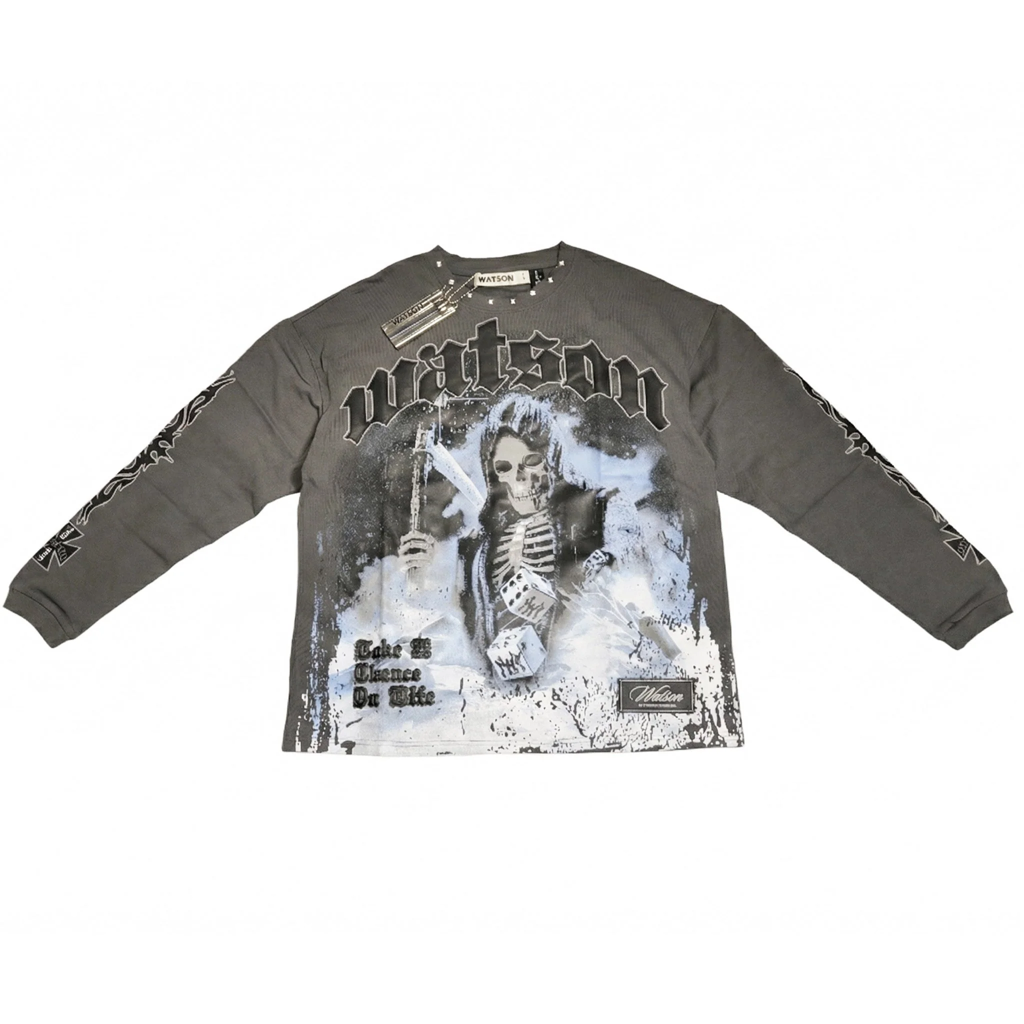 WATSON TAKE A CHANCE ON LIFE LONGSLEEVE T-SHIRT (GREY) - Image 4