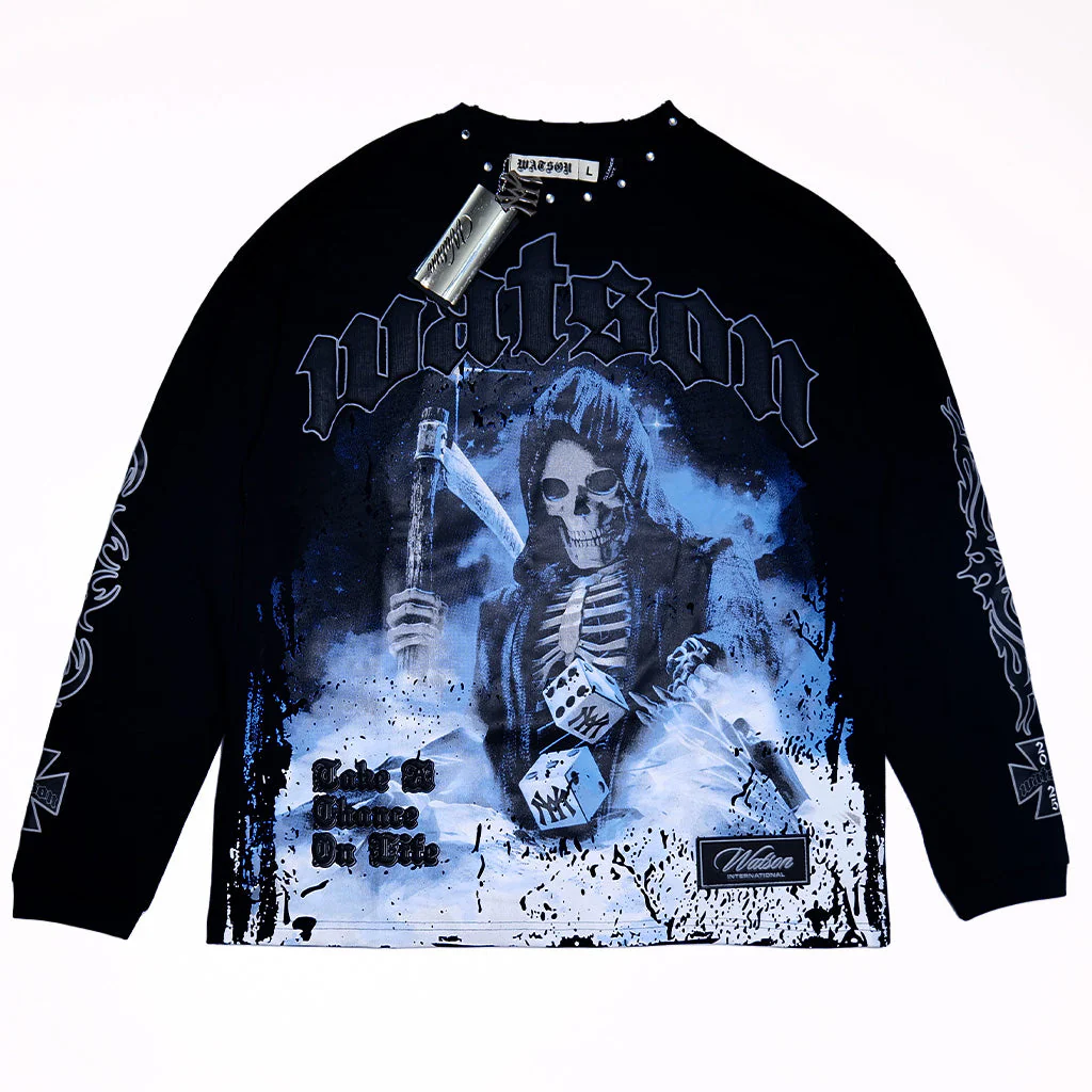 WATSON TAKE A CHANCE ON LIFE LONGSLEEVE T-SHIRT (BLACK) - Image 4