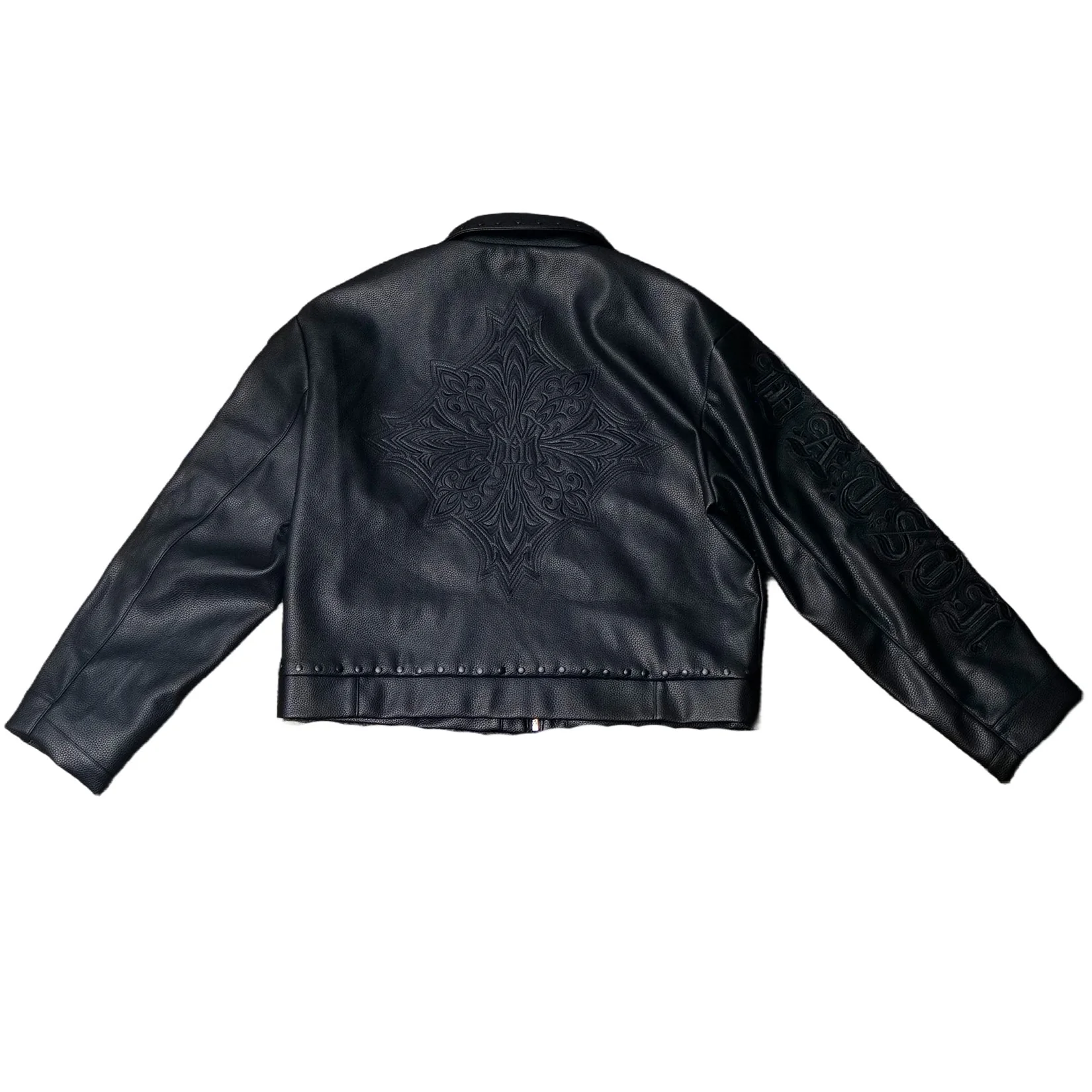 WATSON BLACK STUD EMBELLISHED BLACK MOTO JACKET - Image 4