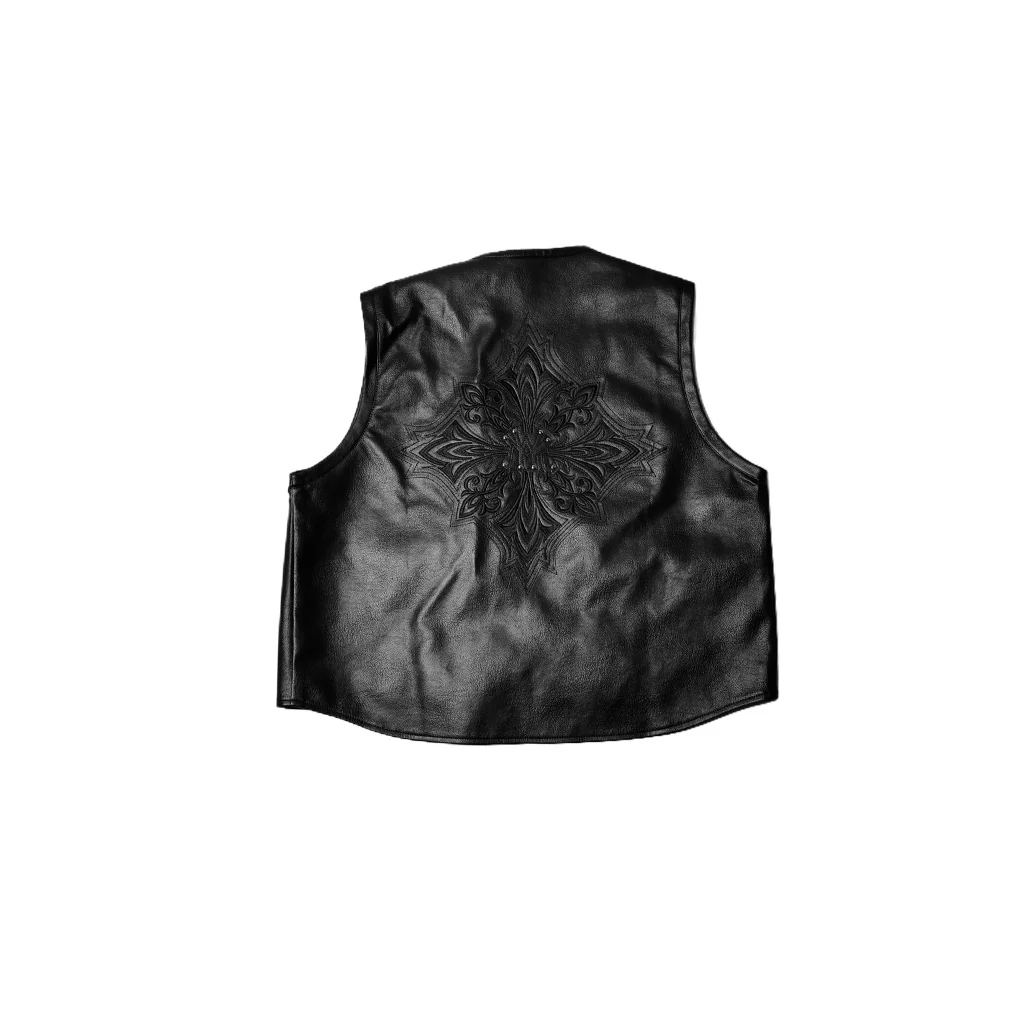 WATSON LEATHER APPLIQUE MOTO VEST - Image 5