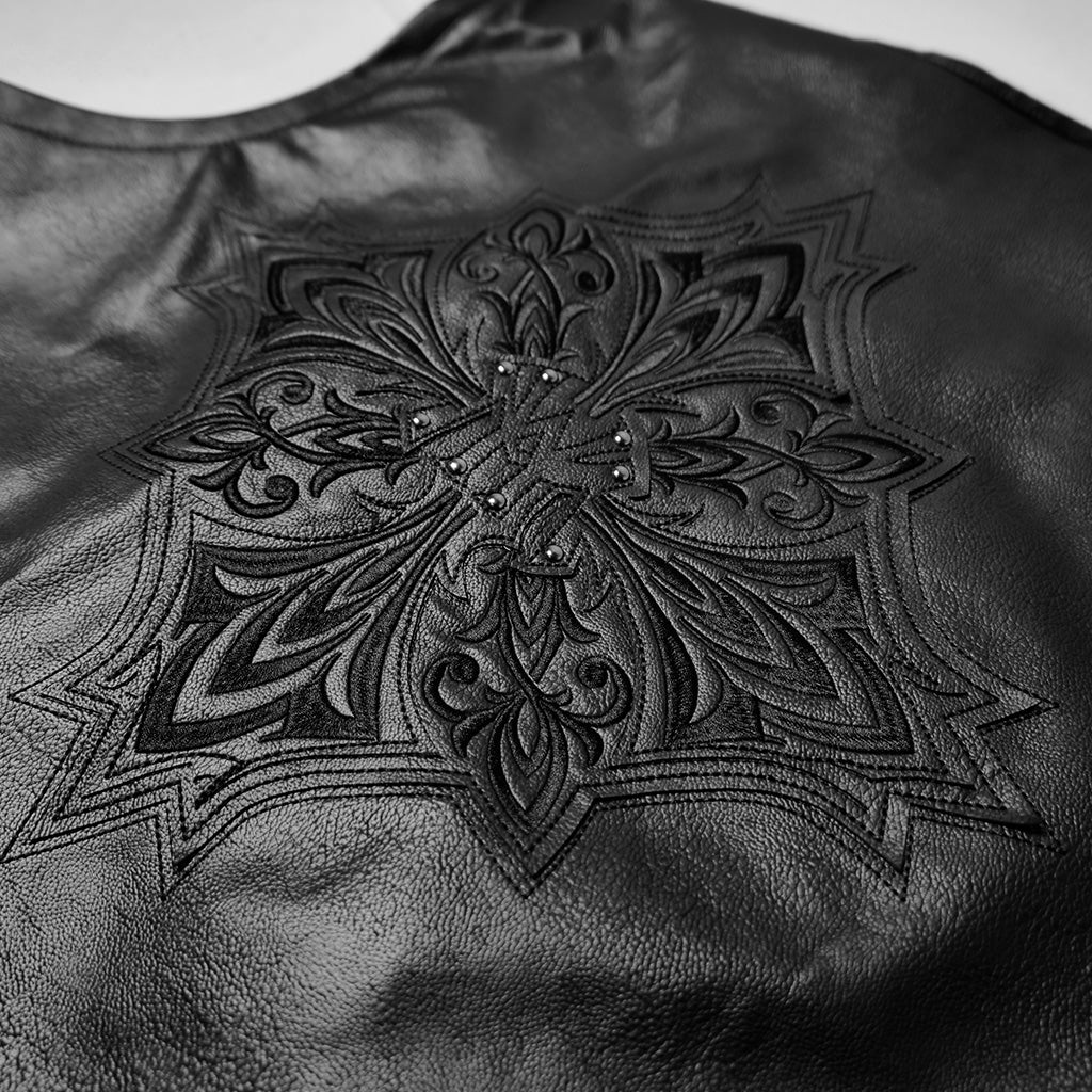 WATSON LEATHER APPLIQUE MOTO VEST - Image 6