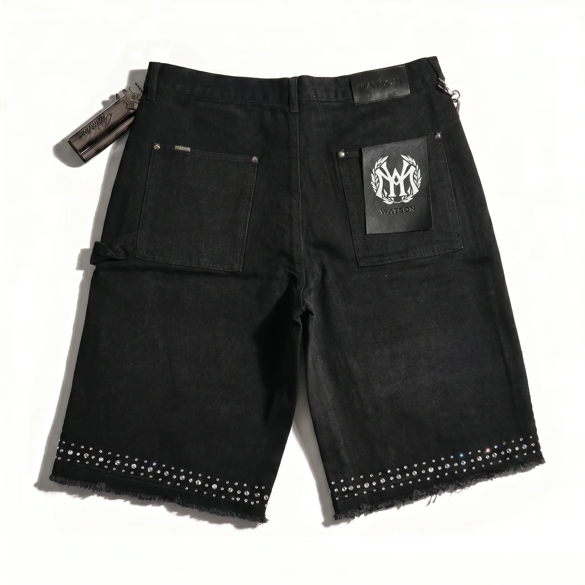 WATSON MULTI STONE BLACK DENIM SHORTS - Image 2