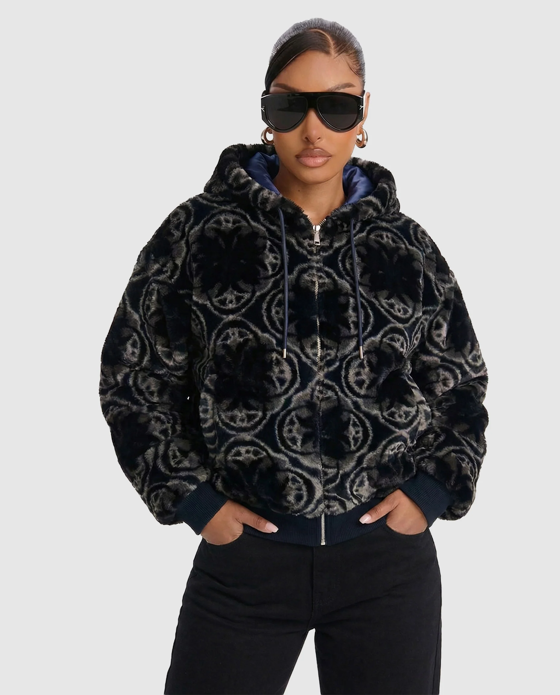 WATSON BRANDED BLACK PATTERN HOODED JACKET - Image 5